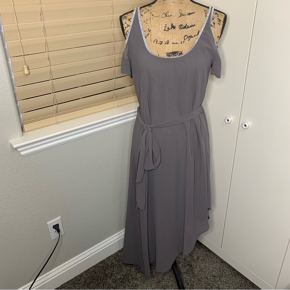 Double Zero Cold Shoulder High Low Dress